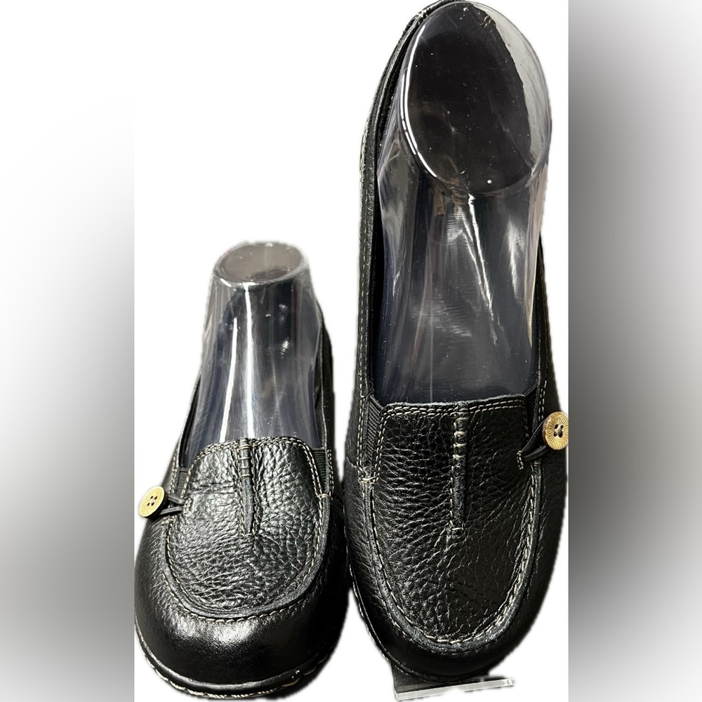 Clark’s Ashley Scurry Slip/on Black Leather Loafers Button Accents Like New 7 - Picture 13 of 16